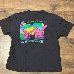 MTV Spring Break Men’s Large - Dark Gray w/ Peacock Graphic Short Sleeve T-Shirt